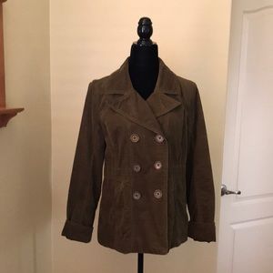 Women’s Brown/Green Corduroy Utility Peacoat